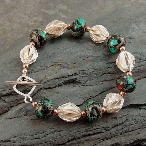 Artisan Lampwork, Hill Tribe Silver Bracelet