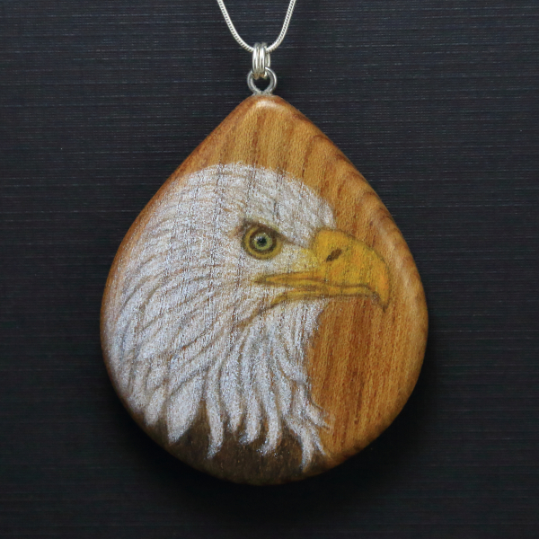 American Bald Eagle on Hawthorne Wood Pendant