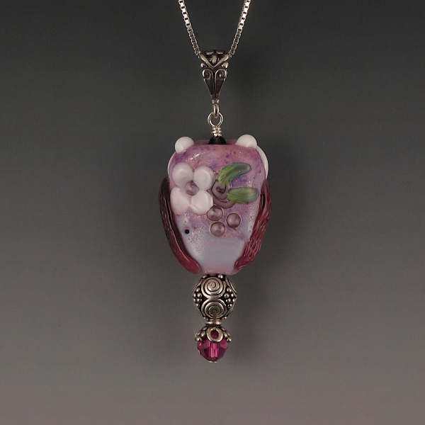 Lampwork Owl Pendant Sterling Silver MELODY