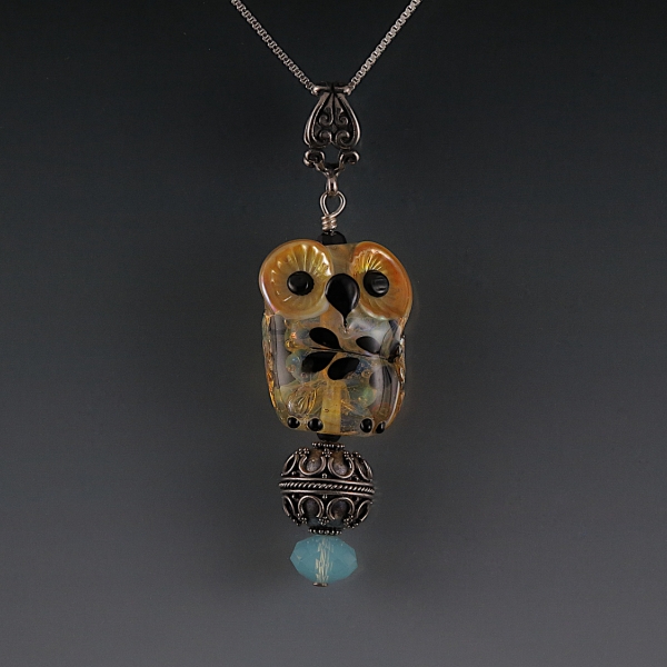 Lampwork Owl Pendant Sterling Silver SOPHIA