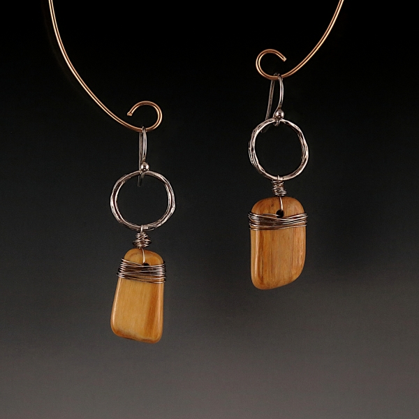 Petrified Wood Sterling Silver Earrings