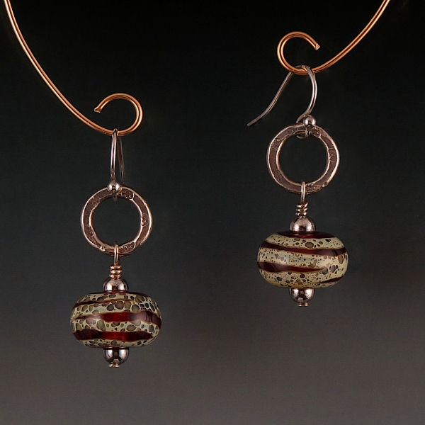 Artisan Lampwork, Naos Glass, Hill Tribe Silver Earrings