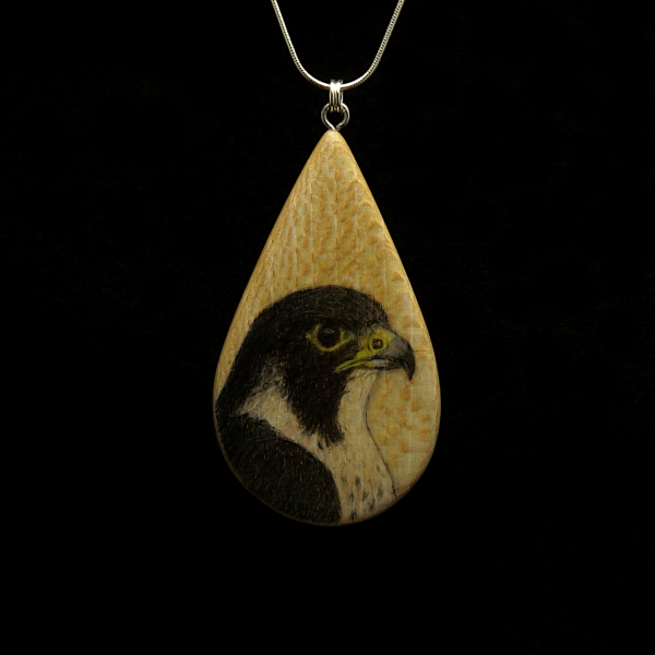 Peregrine Falcon on Quarter Sawn Ash Wood Pendant