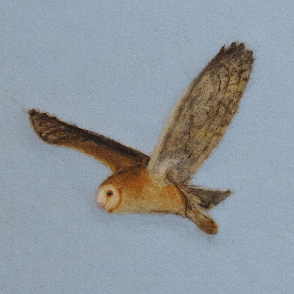 Barn Owl Needle Felted Wool Painting