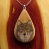 Wolf on Beechnut Wood Pendant