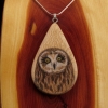 Short Eared Owl on Quarter Sawn Ash Wood Pendant