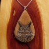Great Horned Owl on Apple Wood Pendant