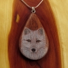 Arctic Fox on Bubinga Wood Pendant