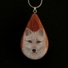 Arctic Fox on Bubinga Wood Pendant