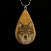 Wolf on Beechnut Wood Pendant