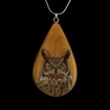 Great Horned Owl on Apple Wood Pendant