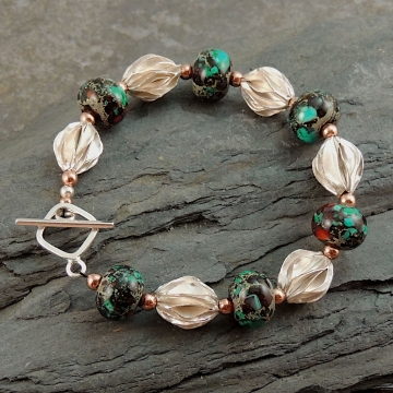 Artisan Lampwork, Hill Tribe Silver Bracelet