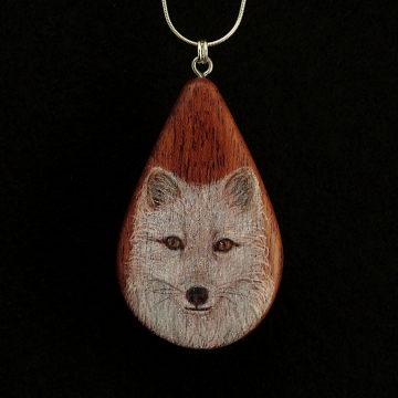 Arctic Fox on Bubinga Wood Pendant Arctic Fox on Bubinga Wood Pendant