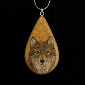 Wolf on Beechnut Wood Pendant Wolf on Beechnut Wood Pendant