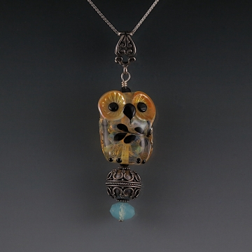 Lampwork Owl Pendant Sterling Silver SOPHIA Lampwork Owl Pendant Sterling Silver SOPHIA