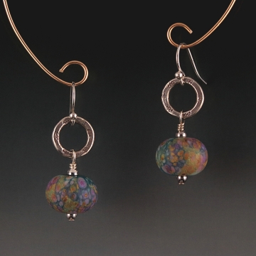 Artisan Lampwork Naos Glass Hill Tribe Silver Earrings Artisan Lampwork, Naos Glass, Hill Tribe Silver Earrings