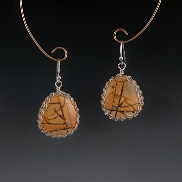 Cherry Creek Jasper Earrings Sterling Silver Viking Knit Wire Wrapped Cherry Creek Jasper Earrings Sterling Silver Viking Knit Wire Wrapped