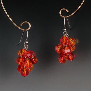 Swarovski Crystal Cluster Earrings - Fire Opal Swarovski Crystal Cluster Earrings - Fire Opal