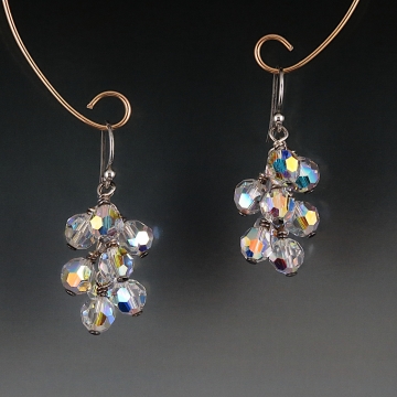 Swarovski Crystal Cluster Earrings - Crystal AB