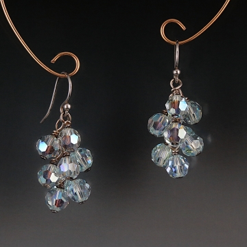 Swarovski Crystal Cluster Earrings - Light Azore AB