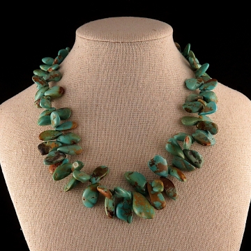 Turquoise Petal Necklace with Bali Silver Clasp