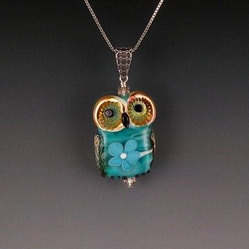 Lampwork Owl Pendant Sterling Silver PHOEBE