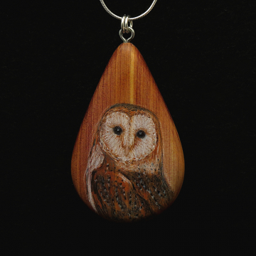 Barn Owl on Cedar Wood Pendant