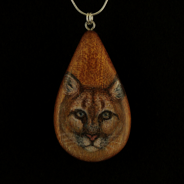 Cougar on Sappel Ribbon Wood Pendant