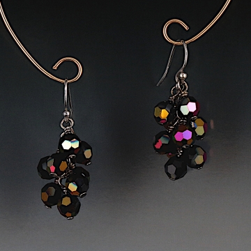 Crystal Cluster Earrings - Jet Astral Pink