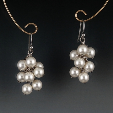 Swarovski Crystal Pearl Cluster Earrings - White