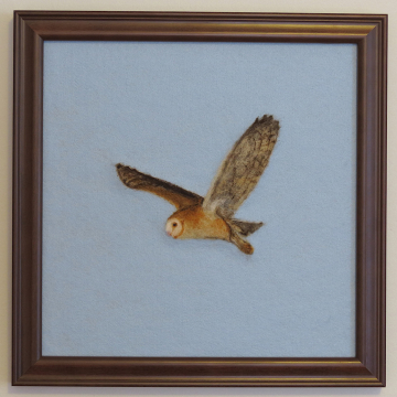 Barn Owl Needle Felted Wool Painting